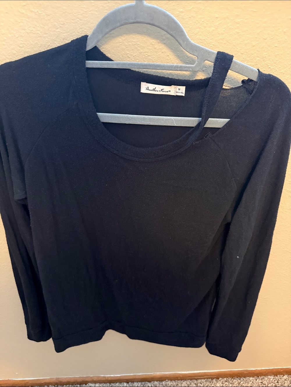 Another Love Black Long-Sleeve Scoop Neck Tee